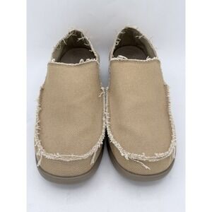 Crocs Men's Santa Cruz Canvas Slip On Shoes Tan Sz 9 Loafers Comfy Unisex NWT